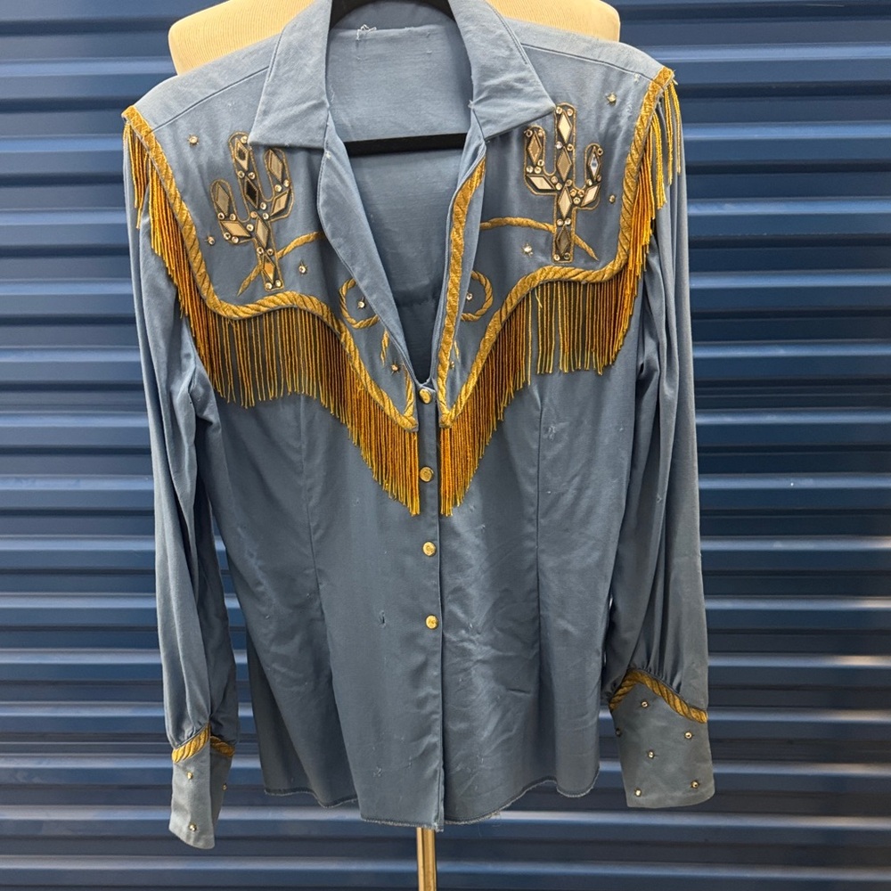 Vintage one of a kind Western Fringe Embellished Shirt Cactus